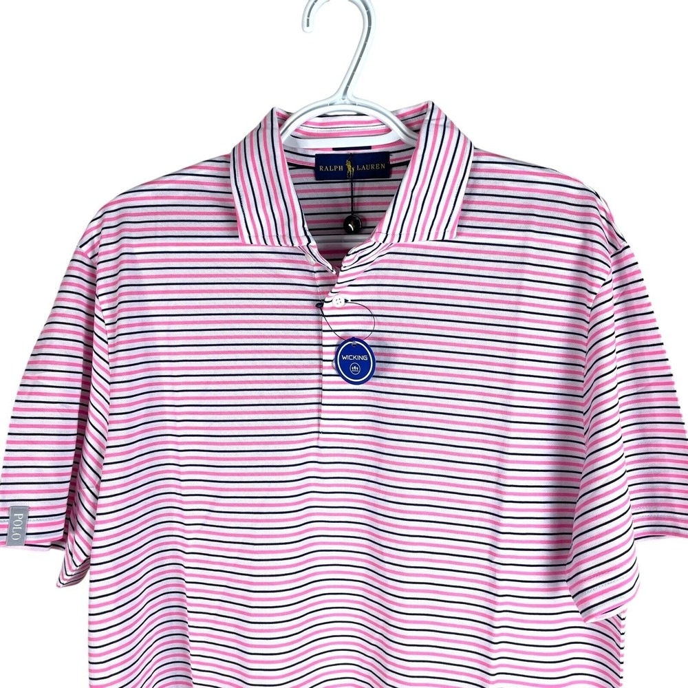NEW Polo Ralph Lauren Mens Pro Fit Performance Golf Polo Medium Pink Striped $98
